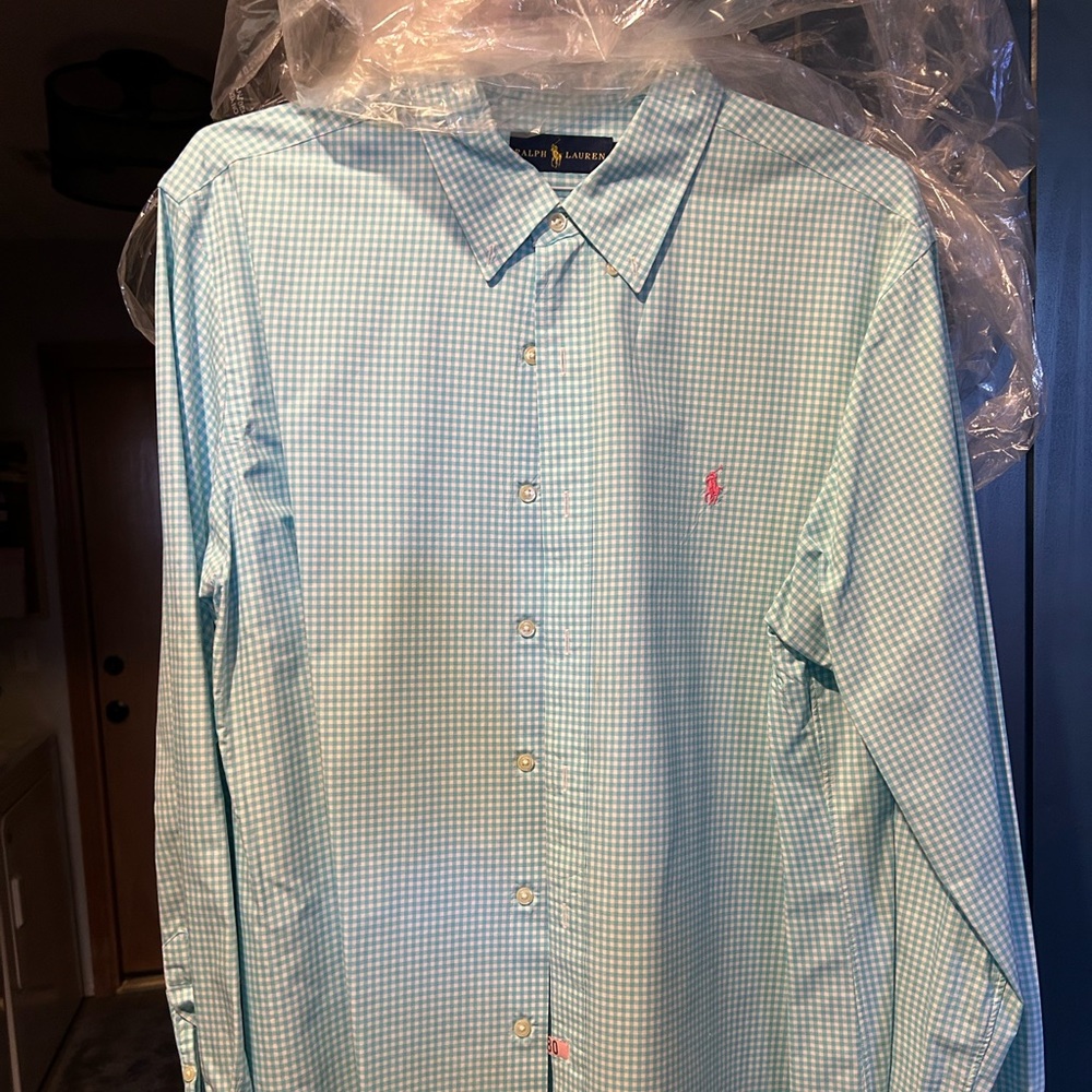 Polo teal and white check. Size xl men’s